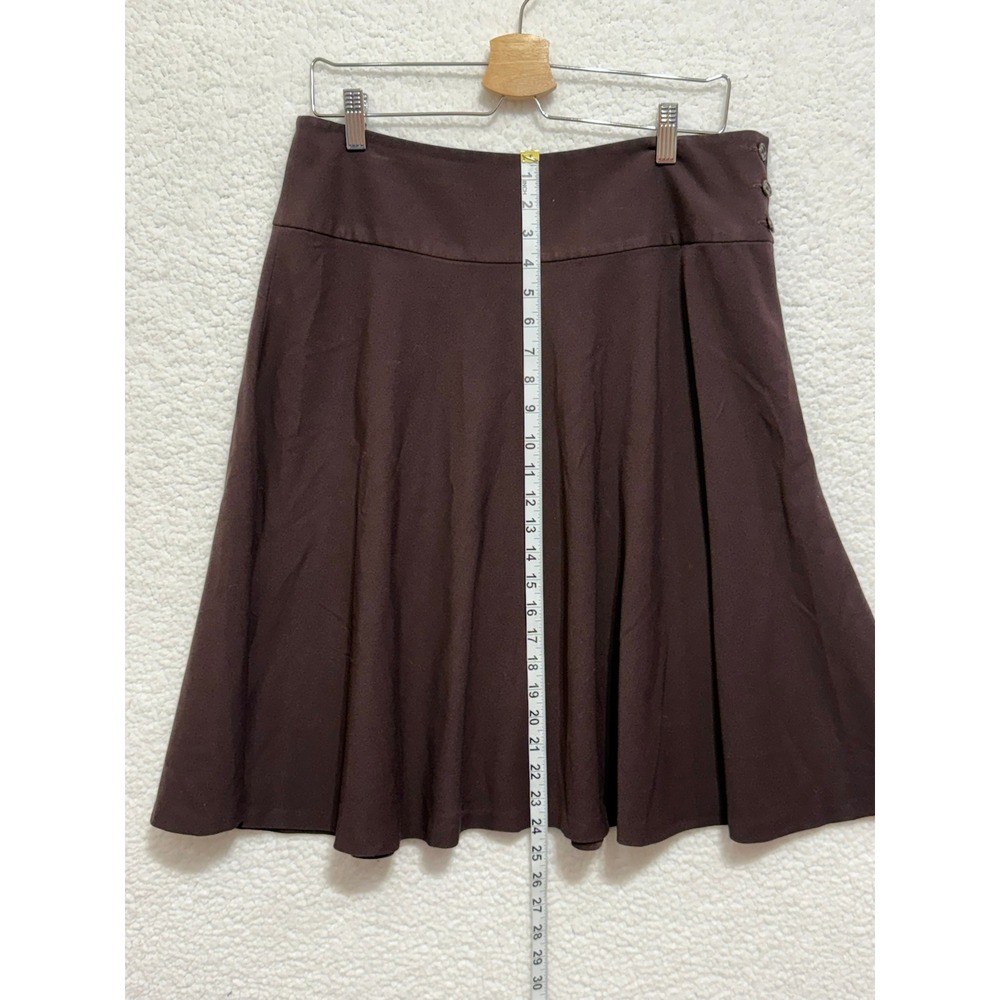 Chaps Brown A Line Skirt Women Size 10 Knee Length Side Button Detail - Picture 5 of 8